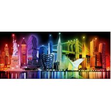 Мозаика стразами Краски Нью-Йорка, 70x30, полная выкладка, Алмазная живопись
