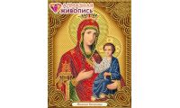 Мозаика стразами Икона Иверская Богородица, 22x28, частичная выкладка, Алмазная живопись