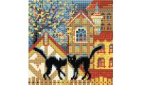 Алмазная мозаика Город и кошки. Осень, 20x20, полная выкладка, Риолис
