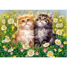 Рисунок на габардине Котята на цветущем лугу, 50x40 (35x25), МП-Студия, Г-091