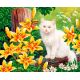 Рисунок на габардине Кот в цветущих лилиях, 35x40 (23x28), МП-Студия, Г-049