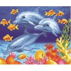 Рисунок на габардине Подводный мир, 35x40 (23x28), МП-Студия, Г-047