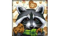 Мозаика стразами Енот-сладкоежка, 25x25, полная выкладка, Алмазная живопись