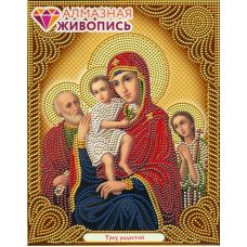 Мозаика стразами Икона Богородица Трех Радостей, 22x28, частичная выкладка, Алмазная живопись
