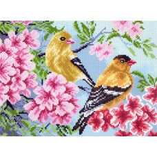 Набор для вышивания бисер-нитки Птицы в саду, 28x37 (17x23), Матренин посад