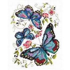 Набор для вышивания крестом Синие бабочки, 14x18, Чудесная игла